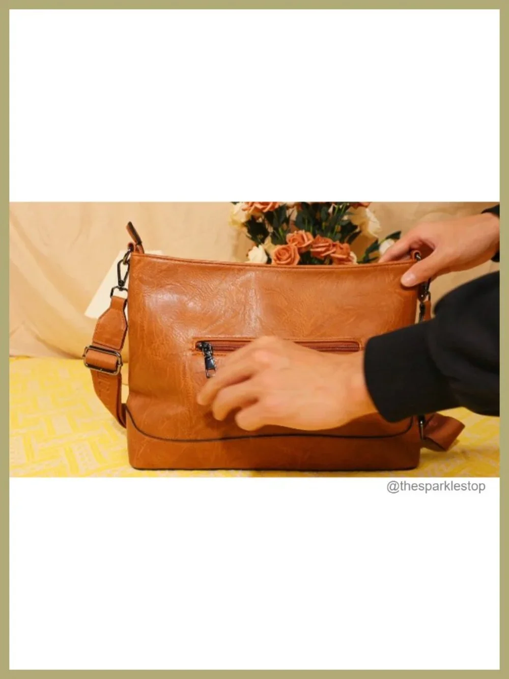 Vegan Leather Crossbody Bag Women Travel Purse Adjustable Strap Zipper